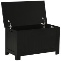 HOMCOM Baúl de Almacenaje con Tapa Baúl de Almacenaje Versátil con Bisagra de Seguridad para Pasillo Salón 81x40x46 cm Negro