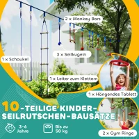 AIYAPLAY 6 Tokkelbaan-Kits voor Kinderen, 50 kg Belastbaarheid, 3-6 Jaar, Draagtas, Blauw(m-4)