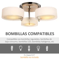 HOMCOM Lámpara de Techo Gota E27 Iluminación de Techo con Pantalla de Acrílico para Salón Dormitorio Comedor Cocina Blanco(m-5)