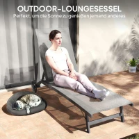 Outsunny Sonnenliege, 5-stufig verstellbare Rücklehne, atmungsaktiver Stoff, Aluminiumrahmen, Dunkelgrau, 195 x 66 x 34 cm(m-4)