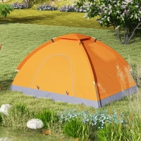 Outsunny 2 Person Camping Tent, Dome Tent with Zipped Doors, Storage Pocket, Portable Handy Bag, Orange(m-8)