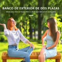 Outsunny Banco de Jardín de Madera de 2 Plazas con Asiento de Lamas Carga 300 kg para Exteriores 120x34x43 cm Teca(m-4)