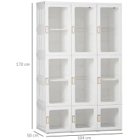 HOMCOM Portable Clothes Wardrobe for Bedroom, Foldable Clothes Organiser with Cube Storage, Hanging Rods, Magnet Doors, White(m-3)