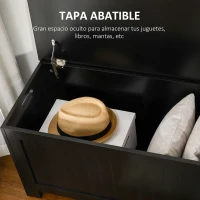 HOMCOM Baúl de Almacenaje con Tapa Baúl de Almacenaje Versátil con Bisagra de Seguridad para Pasillo Salón 81x40x46 cm Negro(m-4)
