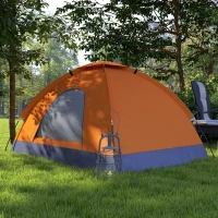 Outsunny 2 Person Camping Tent, Dome Tent with Zipped Doors, Storage Pocket, Portable Handy Bag, Orange(m-9)