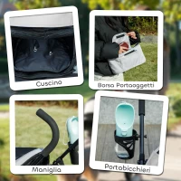 PawHut Passeggino per Cani con 2 Finestre a Rete, in Acciaio e Tessuto Oxford, 76x44x103 cm, Nero e Grigio Chiaro(m-7)