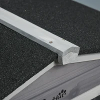 PawHut Conejera Exterior 157,4x53x99,5cm Jaula para Conejos Grande con Ruedas Techo Asfáltico Bandeja Extraíble y Rampa Gris(m-9)