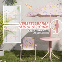 AIYAPLAY Kinder-Sitzecke, Klappstuhl-Sitz-Set mit Sonnenschirm, Buntes Muster, Rosa(m-5)