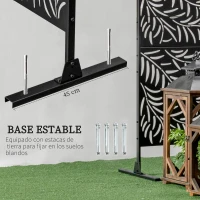 Outsunny Biombo Separador de Ambientes con Diseño de Hoja de Sauce Biombo para Exterior Jardín Patio Terraza 122x45x198 cm Negro(m-5)