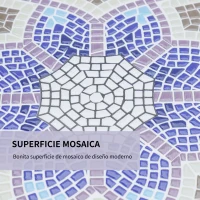 Outsunny Mesa Auxiliar Redonda de Jardín Ø60x71 cm con Encimera de Mosaico Decorativo para Exterior y Capacidad de 100 kg(m-5)