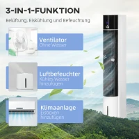 HOMCOM Säulenventilator, Klimaanlage in Säulenform, um 52 Grad drehbar, leiser Betrieb, 3 Betriebsmodi, 3 Geschwindigkeiten(m-4)