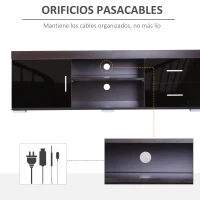 HOMCOM Móvel de TV com Armário Gavetas e Prateleiras Abertas com Altura Ajustável em 3 Níveis 140x40x45cm Nogueira e Preto(m-6)
