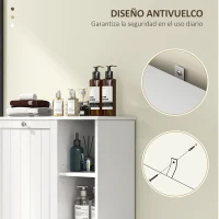 HOMCOM Mueble de Baño con Cesto Ropa Sucia Cesta Extraíble Estante Ajustable y Compartimentos para Baño 60x38x86 cm Blanco(m-7)