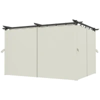 Outsunny Pérgola con Techo Retráctil 4x3 m Cenador con Paredes Laterales Anti-UV Resistente al Agua para Jardín Patio Crema(m-11)