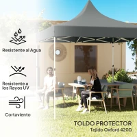 Outsunny Carpa Plegable Pop-up 3x3 m con 4 Paredes Laterales Anti-UV Altura Ajustable y Bolsa de Transporte Gris(m-6)