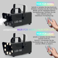 HOMCOM Nebelmaschine, Fernbedienungen, Lichteffekte, aufhängbar, Schwarz(m-5)