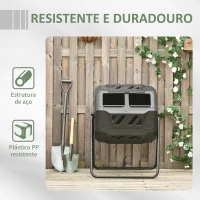 Outsunny Compostor de Tambor Giratório de 160L com Dupla Câmera e Ventilação para Resíduos Orgânicos 71x64x92 cm Preto e Verde(m-7)