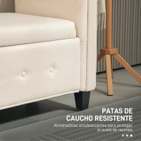 HOMCOM Banqueta de Almacenaje con Reposabrazos Enrollados para Dormitorio Salón Pasillo 146,5x49x74,5 cm Beige(m-5)