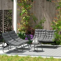Outsunny Four-Piece Curved Seat Garden Sofa Set - Grey/Black(m-7)