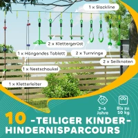 AIYAPLAY Klimtouw-Set, Touw-Kit voor Kinderen, Verschillende Klim- en Glijopties, Draagtas, Groen(m-4)