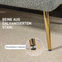 HOMCOM Bettbank, Sitzbank, weicher Bezug in Lammwoll-Optik, bis 120 kg, vergoldete Stahlbeine, 112x41x46cm, Grau(m-5)