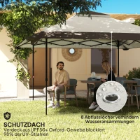 Outsunny 4 x 4 m Garten-Pavillon, Gartenzelt mit Netzwänden, UPF50+ Schutz, Höhenverstellbares Partyzelt, Beige(m-6)