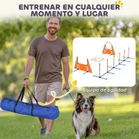PawHut Kit de Agilidad para Perros Agility de 6 Piezas para Mascotas con Saltos Slalom Caja de Pausa Silbato y Pelotas(m-7)