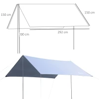 Outsunny Tenda da Sole Portatile 3x3 m, Tendalino Parasole Impermeabile per Campeggio, e Spiaggia, Bianco(m-3)