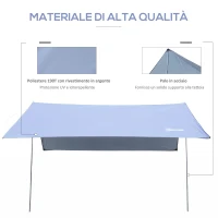 Outsunny Tenda da Sole Portatile 3x3 m, Tendalino Parasole Impermeabile per Campeggio, e Spiaggia, Bianco(m-4)