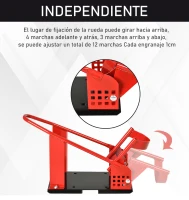 HOMCOM Caballete Elevador Universal con Longitud Ajustable Tapas de Goma Base Estructura Metálica Carga 450 kg Rojo(m-6)