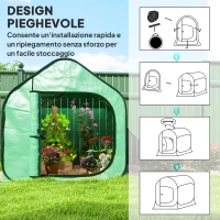 Outsunny Serra a Casetta Pieghevole con Ingresso a Cerniera, in Acciaio e PE, 150x148x148 cm, Verde(m-4)