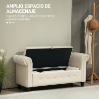 HOMCOM Banqueta de Almacenaje con Reposabrazos Enrollados para Dormitorio Salón Pasillo 146,5x49x74,5 cm Beige(m-4)