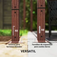 Outsunny Pérgola de Jardín 4x3 m con Techo Retráctil y Marco de Aluminio con Acabado Madera UPF30+ para Patio Terraza Porche(m-6)