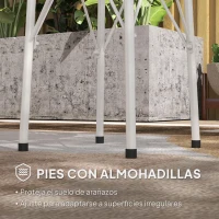 Outsunny Mesa de Jardín Redonda de Acero con Diseño de Flores y Hojas Patas Ajustables y Estructura en Forma de X Ø40x50cm Blanco(m-6)