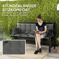 Outsunny Outdoor-Kissen-Set für Bank oder Hollywoodschaukel, zweifarbig, Polyester, Schaumstoff, 180 x 110 x 8 cm, Dunkelgrau(m-7)