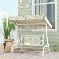 AIYAPLAY Huśtawka ogrodowa dla dzieci, rama stalowa, 2-osobowa, 60 kg nośności, Biała(m-2)