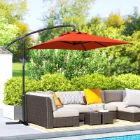 Outsunny 3(m) Cantilever Overhanging Parasol, with Cross Base - Orange(m-2)