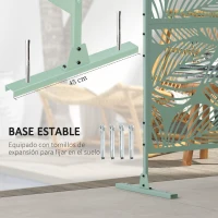 Outsunny Separador de Ambientes con 3 Piezas Patrón de Hoja Grande Pantalla de Privacidad de Acero 122x45x198 cm Verde(m-5)