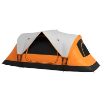 Outsunny Campingzelt, 2 Räume, Trennwand, für 6-8 Personen, Regenschutz, Orange(m-1)