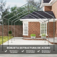 Outsunny Cobertizo Portátil de Exterior 6x3 m con Tejido PE Resistente Estructura de Acero y Paredes Desmontables Gris Oscuro(m-7)