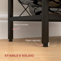 HOMCOM Portabottiglie Vini per 10 Bottiglie in Acciaio Nero con Piano d'Appoggio in Vetro Temperato, 41x22x41 cm(m-6)