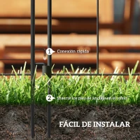 Outsunny Set de 5 Vallas para Jardín Metálicas 300x70 cm Combinación Libre Barrera para Animales para Patio Césped Negro(m-4)