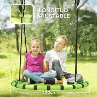 AIYAPLAY Columpio Infantil Redondo de 100 cm para Jardín con Altura Ajustable y Soporte de 150 kg Ø100x180 cm Negro y Verde(m-5)