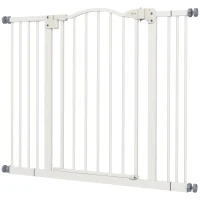PawHut Barreira de Segurança para Cães com Largura Ajustável 74-100 cm e Extensões para Escadas e Portas Branco(m-1)