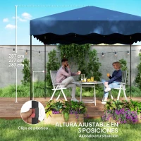 Outsunny Carpa Plegable 3x3m con Protección UV Altura Ajustable y Bolsa con Ruedas para 6-9 Personas Azul Oscuro(m-5)