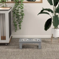 PawHut Comedero Elevado para Perros con 2 Cuencos Extraíbles de Acero Inoxidable 44x24x15 cm Gris(m-7)