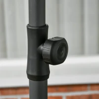 Outsunny Sombrilla de Playa con Protección UV50+ Mástil de Ø32 mm y Toldo Ajustable Ø180x209 cm Gris Oscuro(m-9)