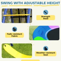 AIYAPLAY 6 in 1 Metal Kids Swing Set with 3 Swings, Climbing Ladder & Net, Basketball Hoop, for Ages 3-8(m-7)