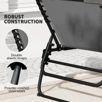 Outsunny Set of Two Reclining Sun Loungers - Charcoal Grey(m-7)