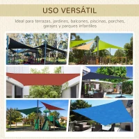 Outsunny Toldo de Terraza Rectangular 6x4 m con Protección Rayos UV Anillas de Acero Inoxidable y Cuerdas para Jardín Patio Beige(m-8)